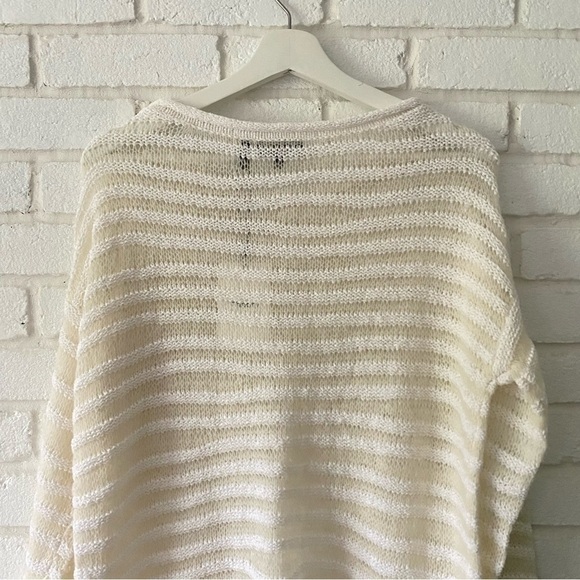 NEW Theory Links Sughero White Striped Pullover Sweater J0614707 Size Medium - Picture 7 of 11